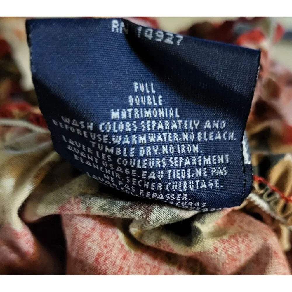 Ralph Lauren Danielle Marseilles 4-Pc Full/Double Sheet Set Red Floral Ruffled - Picture 4 of 4